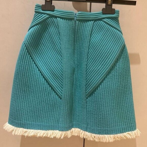 NWT PHILLIP LIM trapunto sky blue ribbed high waisted corded frill mini skirt 2 - Picture 3 of 10